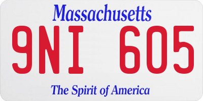 MA license plate 9NI605