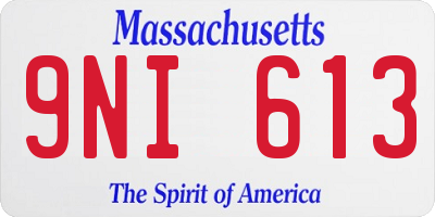 MA license plate 9NI613
