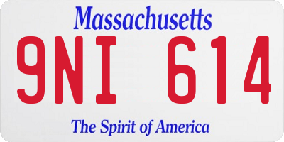 MA license plate 9NI614