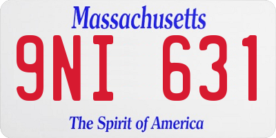 MA license plate 9NI631