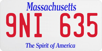 MA license plate 9NI635