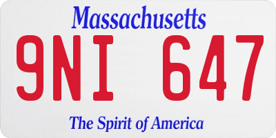MA license plate 9NI647