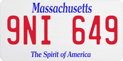 MA license plate 9NI649