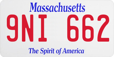 MA license plate 9NI662