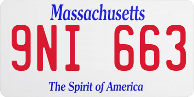 MA license plate 9NI663