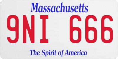 MA license plate 9NI666