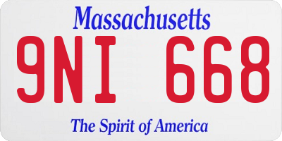 MA license plate 9NI668