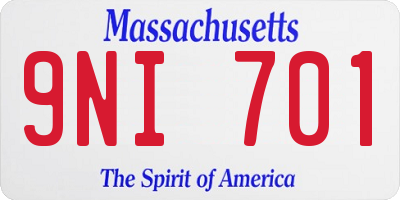 MA license plate 9NI701