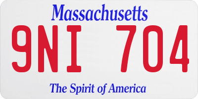 MA license plate 9NI704