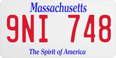 MA license plate 9NI748