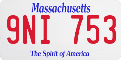 MA license plate 9NI753