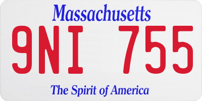 MA license plate 9NI755