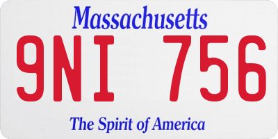 MA license plate 9NI756