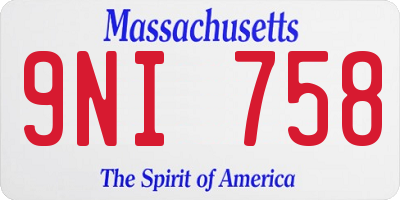 MA license plate 9NI758
