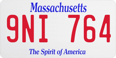 MA license plate 9NI764