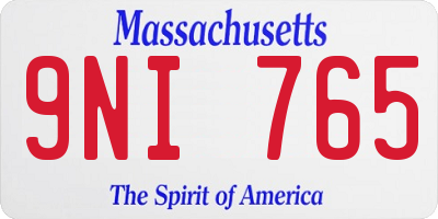 MA license plate 9NI765