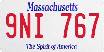MA license plate 9NI767