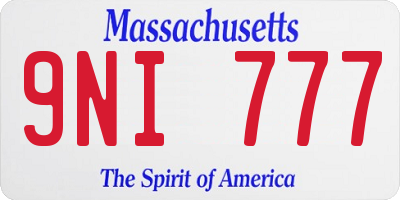 MA license plate 9NI777