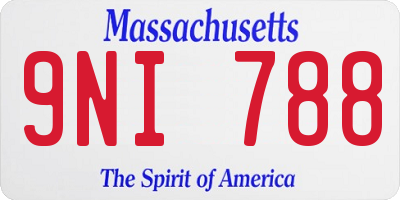 MA license plate 9NI788