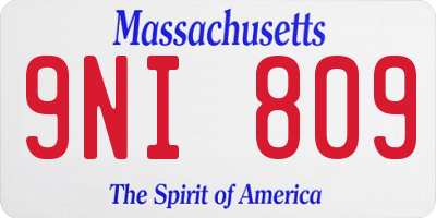 MA license plate 9NI809