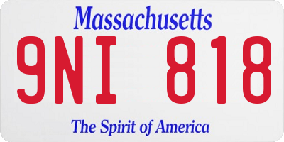 MA license plate 9NI818