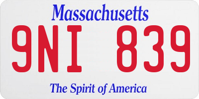 MA license plate 9NI839