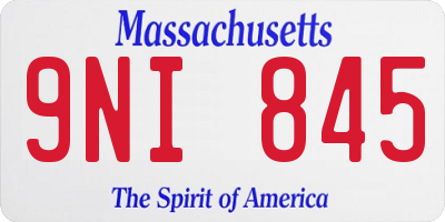 MA license plate 9NI845