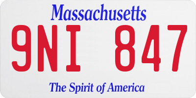 MA license plate 9NI847