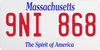 MA license plate 9NI868