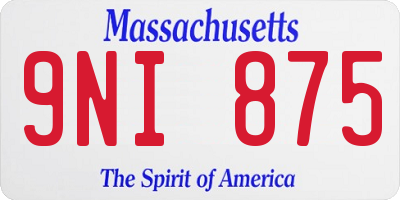 MA license plate 9NI875