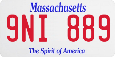 MA license plate 9NI889