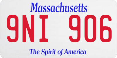 MA license plate 9NI906