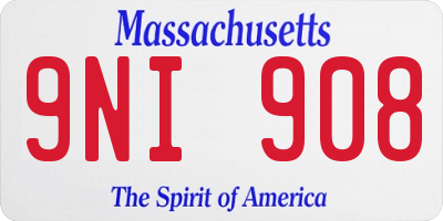 MA license plate 9NI908