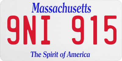 MA license plate 9NI915