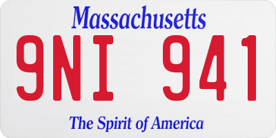 MA license plate 9NI941