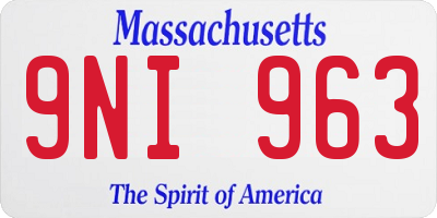 MA license plate 9NI963