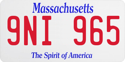 MA license plate 9NI965