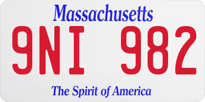 MA license plate 9NI982