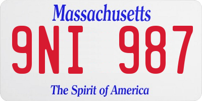 MA license plate 9NI987