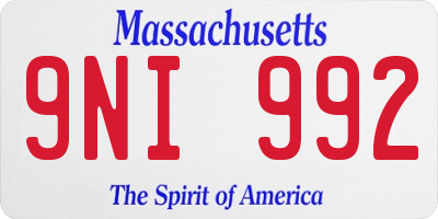 MA license plate 9NI992