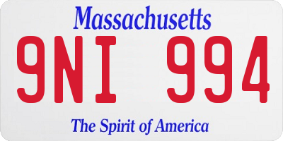 MA license plate 9NI994