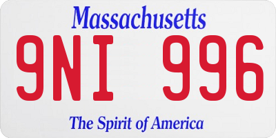 MA license plate 9NI996