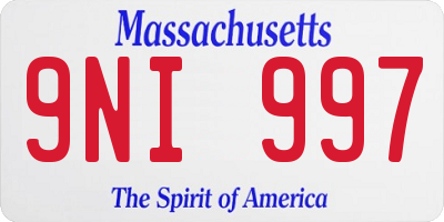 MA license plate 9NI997
