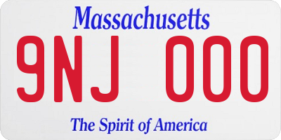 MA license plate 9NJ000