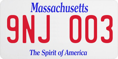 MA license plate 9NJ003
