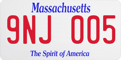 MA license plate 9NJ005