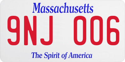 MA license plate 9NJ006