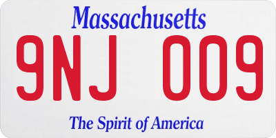 MA license plate 9NJ009