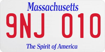 MA license plate 9NJ010