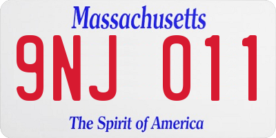 MA license plate 9NJ011